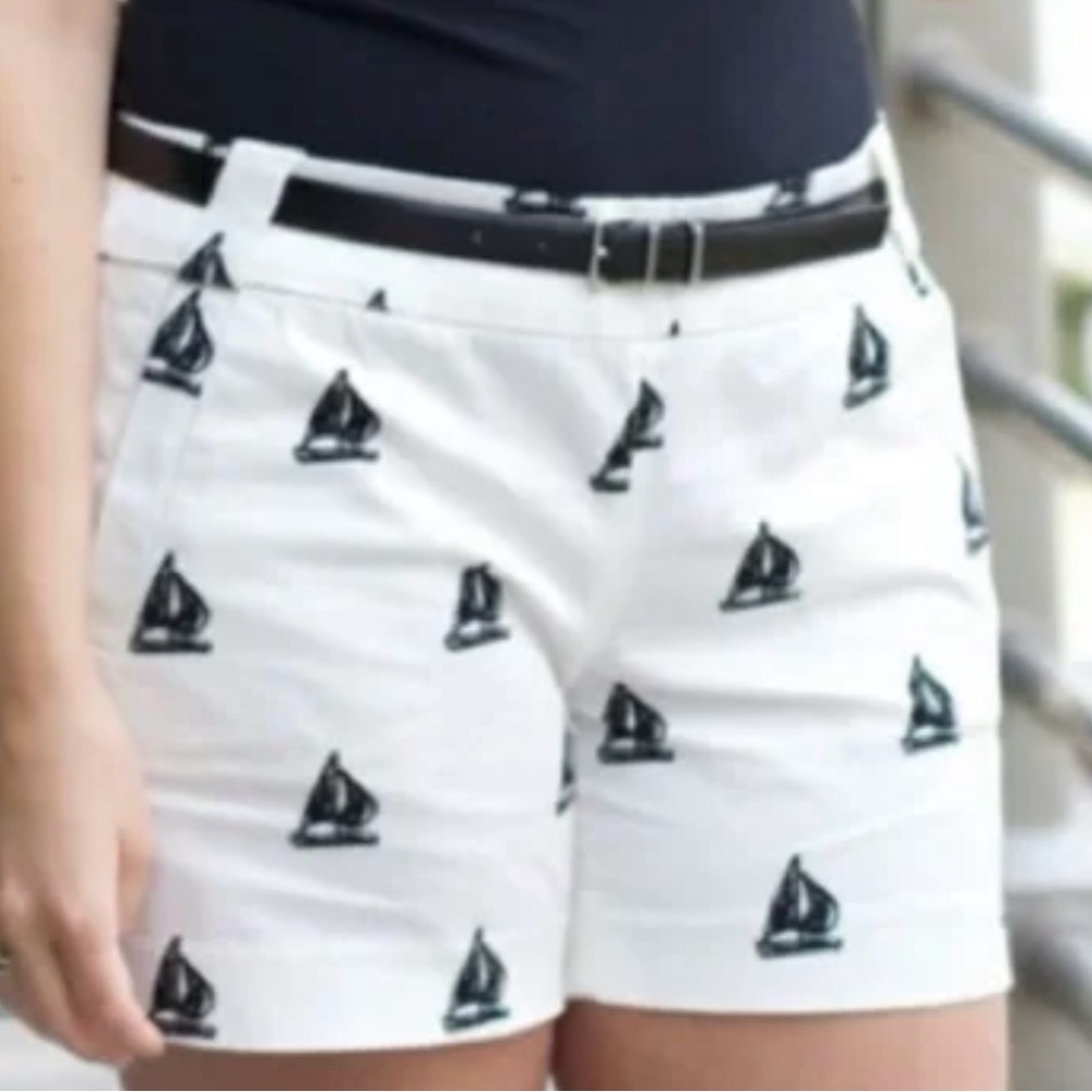 J Crew Stretch Sailboat Print Women's Shorts size 10